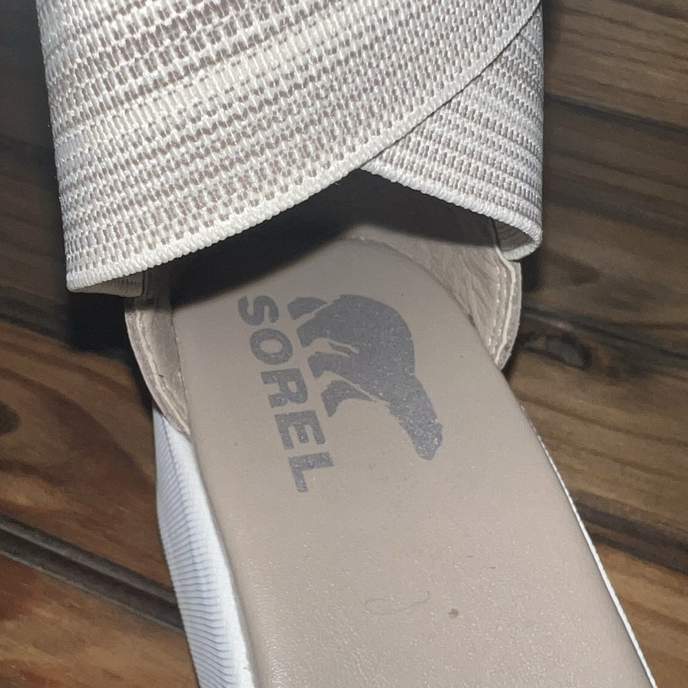 Sorel Cameron Sandal Womens Size 7 Beige Leather Flatform Ankle Strap NL3997-246 - Picture 7 of 10